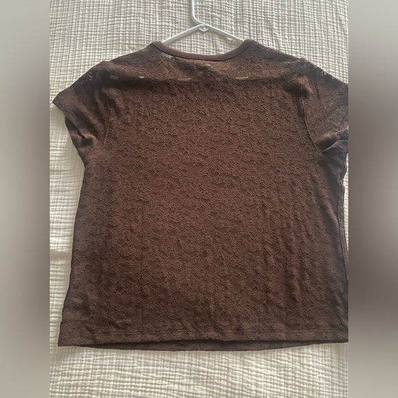 NWT Aerie Lace Vintage Short Sleeve Brown Top On Trend SZ L & XL Avail - Picture 4 of 11